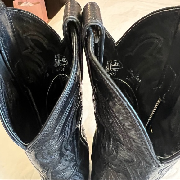 Justin 4705 Vintage Black Lizard and Leather Pull on Boot size 7 - Picture 14 of 16